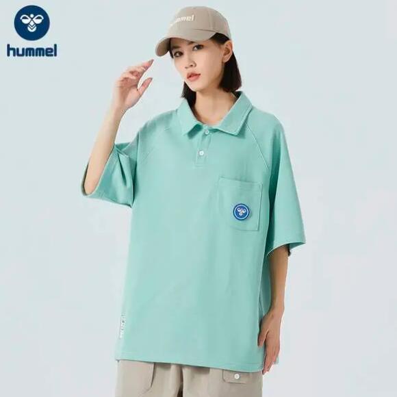 hummel 大黄蜂 2023新款 情侣款五分袖立领五分袖POLO衫