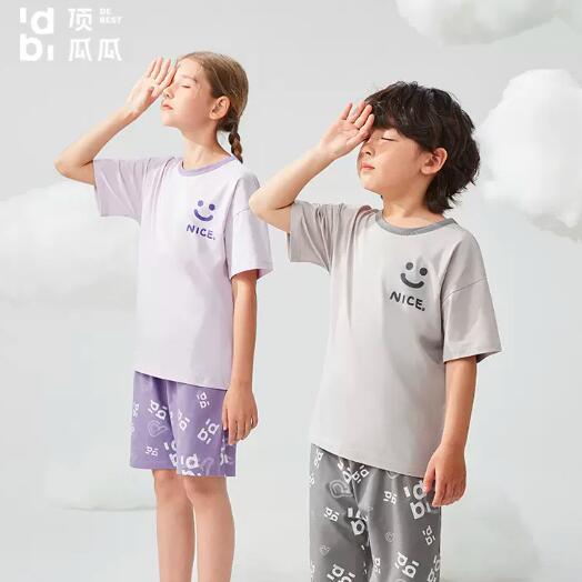 A类品质，顶瓜瓜 2023新款莫代尔棉儿童短袖家居服套装（100-170cm）多色